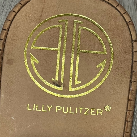 Lilly Pulitzer Orange/Pink Patent Croc Embossed Leather Flip-Flops, 6.5M - Picture 10 of 13